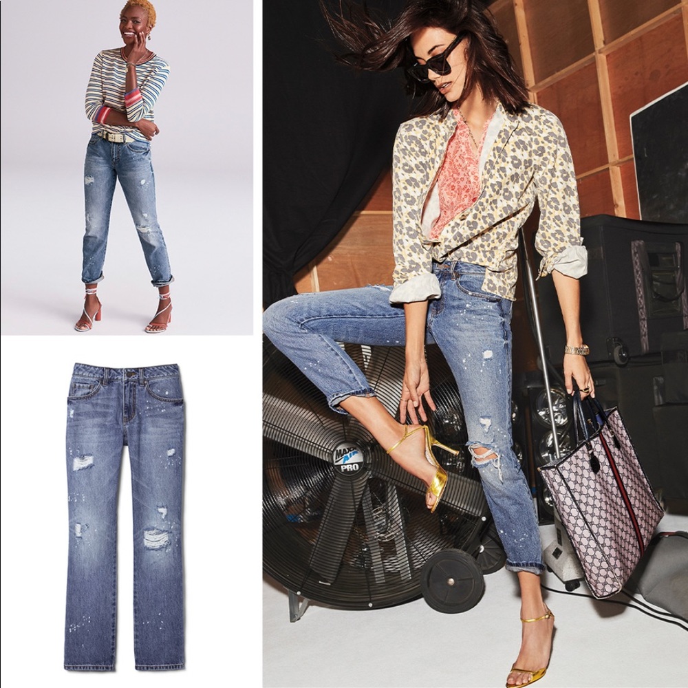 Cabi 100% Boyfriend Paint Splatter Jeans Size 6